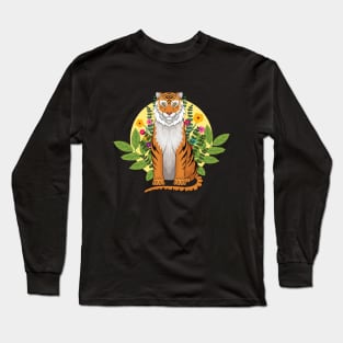 Tiger and Flowers Long Sleeve T-Shirt